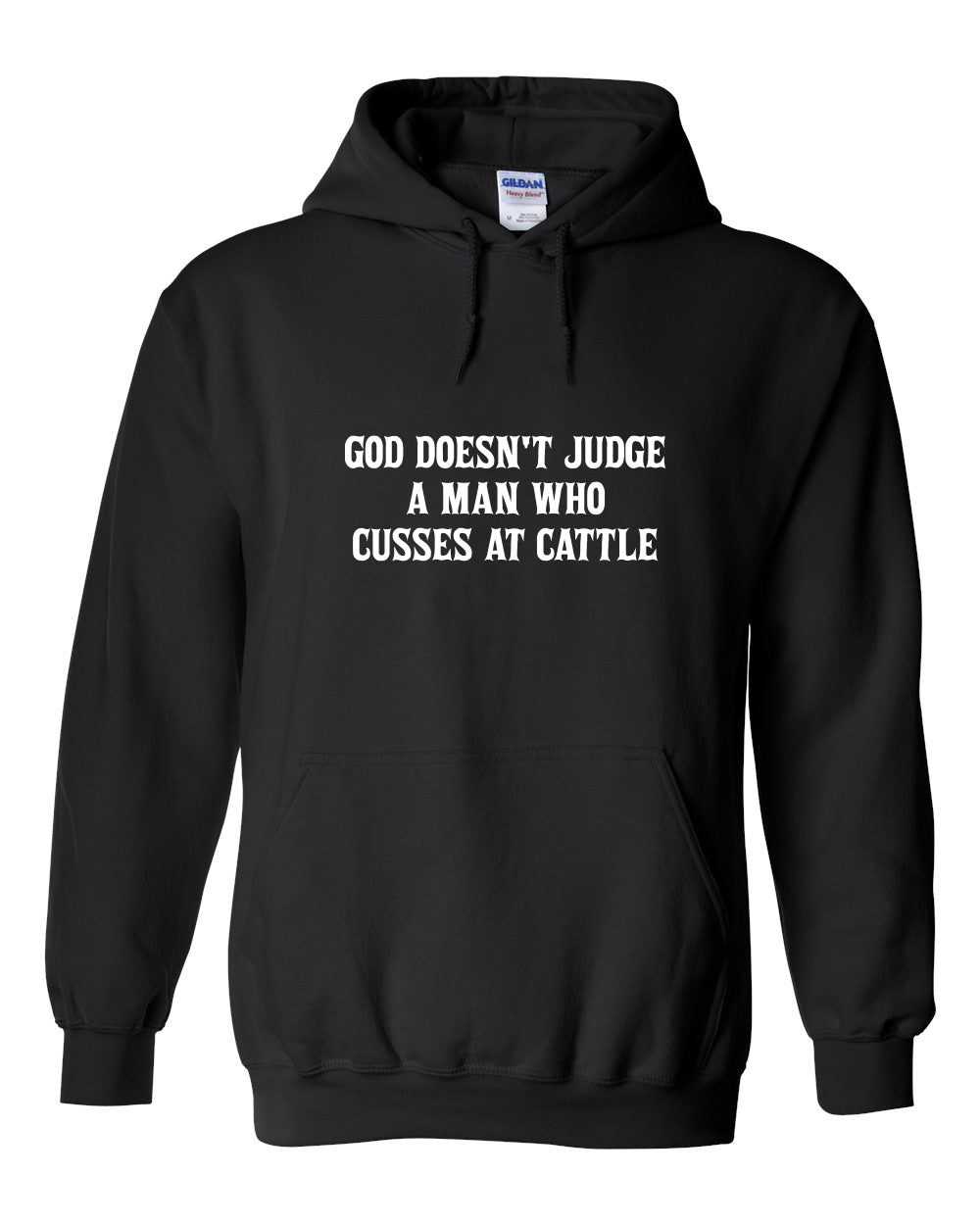 The Semen Tanks - Select Genetics God Doesnt Judge hoodie features bold white text on the front—a true CowboyChic statement.