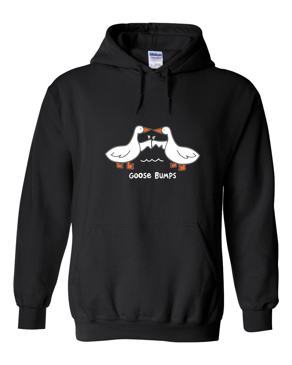 The Goose Bumps Sweatshirt Hoodie by Semen Tanks - Select Genetics features two startled geese with Goose Bumps text, perfect for a fun vibe. Enjoy fast delivery!.