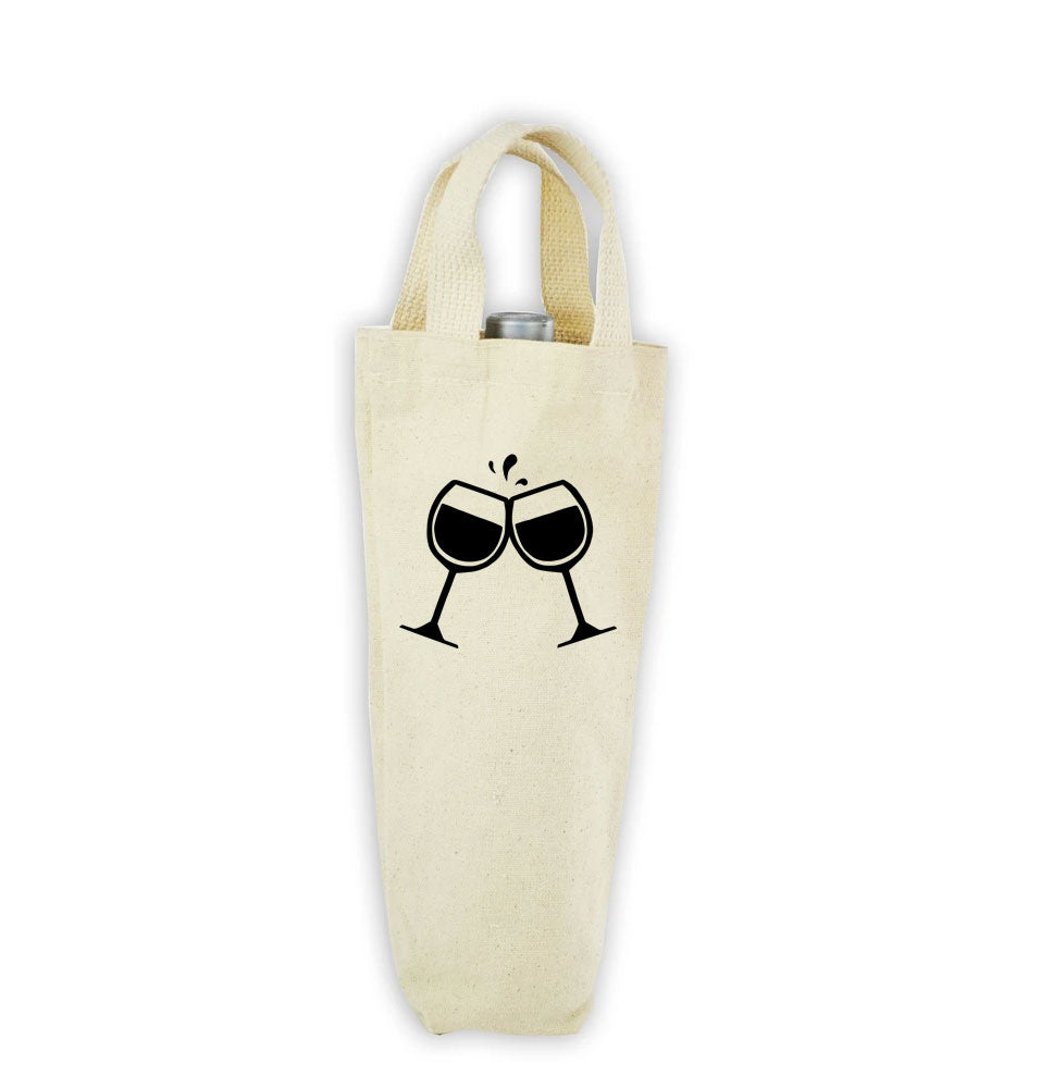 Wine Tote Bags Clinking Wine Glasses
